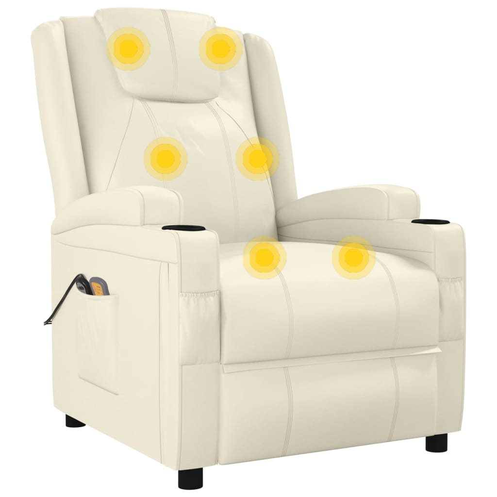 Stand up Massage Chair Cream White Faux Leather