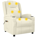 Stand up Massage Chair Cream White Faux Leather - Close-Up Angle