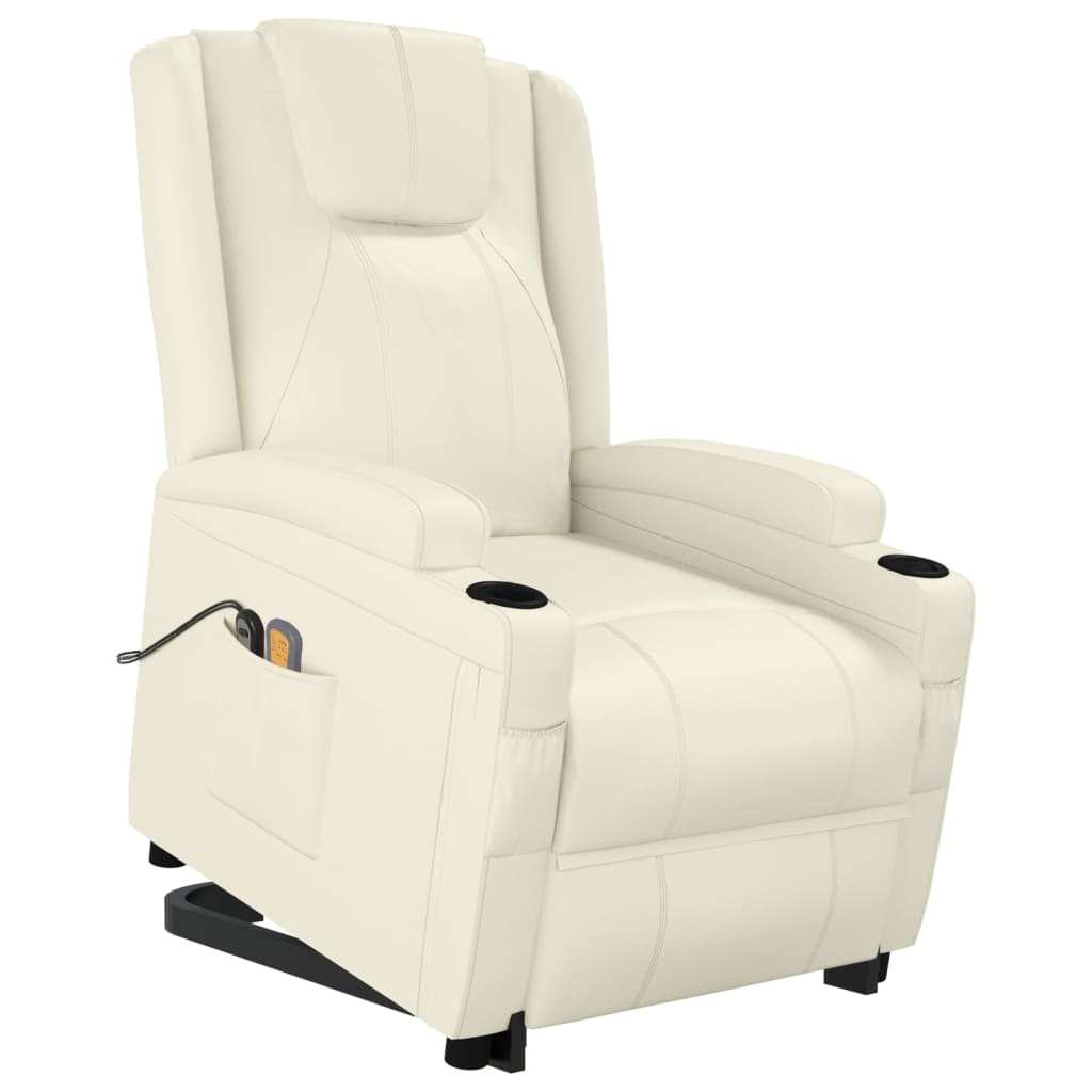 Stand up Massage Chair Cream White Faux Leather