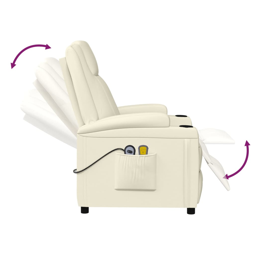 Stand up Massage Chair Cream White Faux Leather