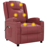 Stand up Massage Chair Wine Red Faux Leather - Close-Up Angle