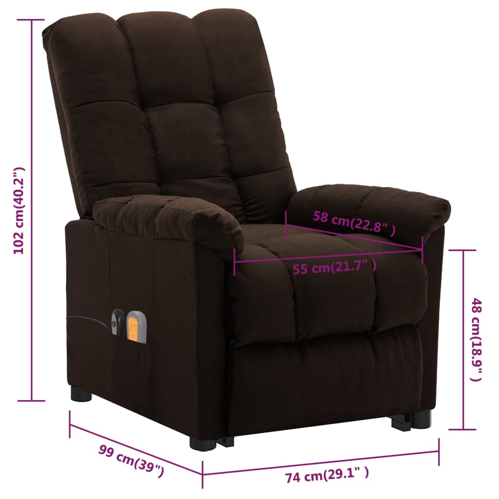 Stand up Massage Chair Dark Brown Fabric