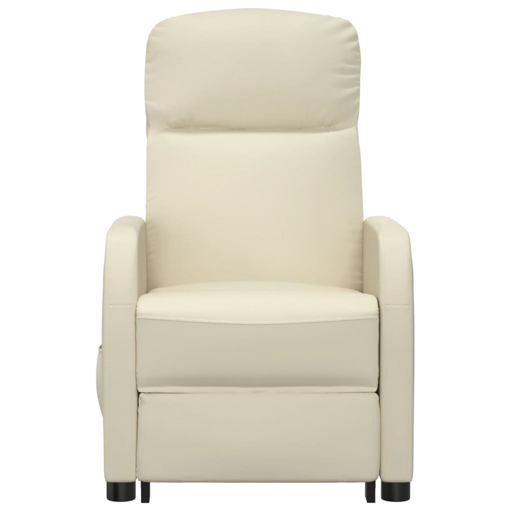 Stand up Massage Chair Cream Faux Leather