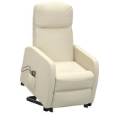 Stand up Massage Chair Cream Faux Leather - Close-Up Angle