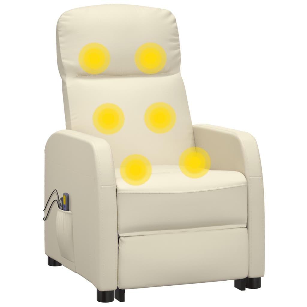Stand up Massage Chair Cream Faux Leather