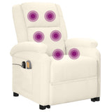Stand up Massage Chair Cream Faux Leather - Close-Up Angle