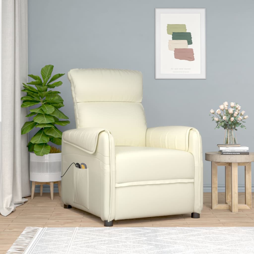 Stand up Massage Chair Cream Faux Leather