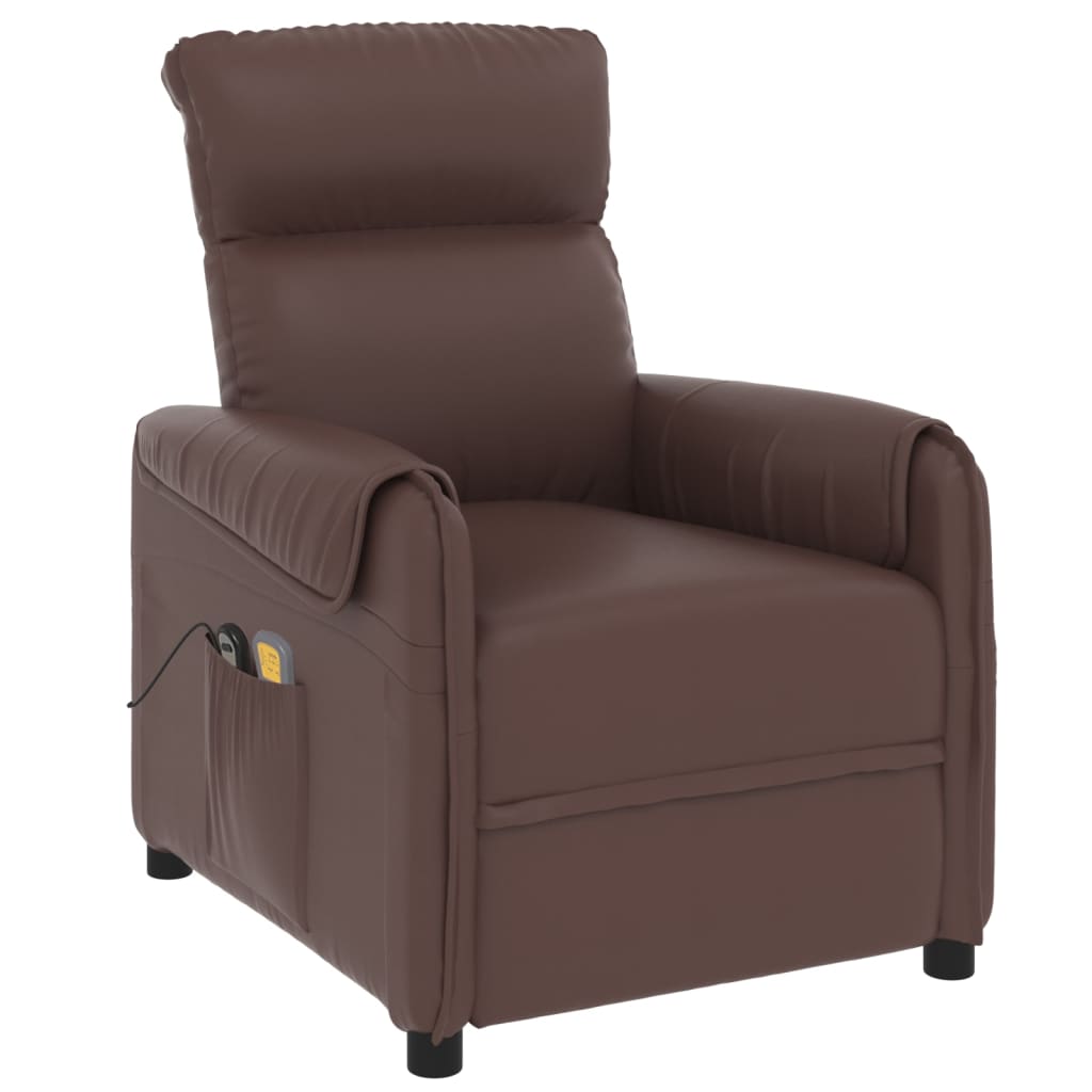 Stand up Massage Chair Brown Faux Leather