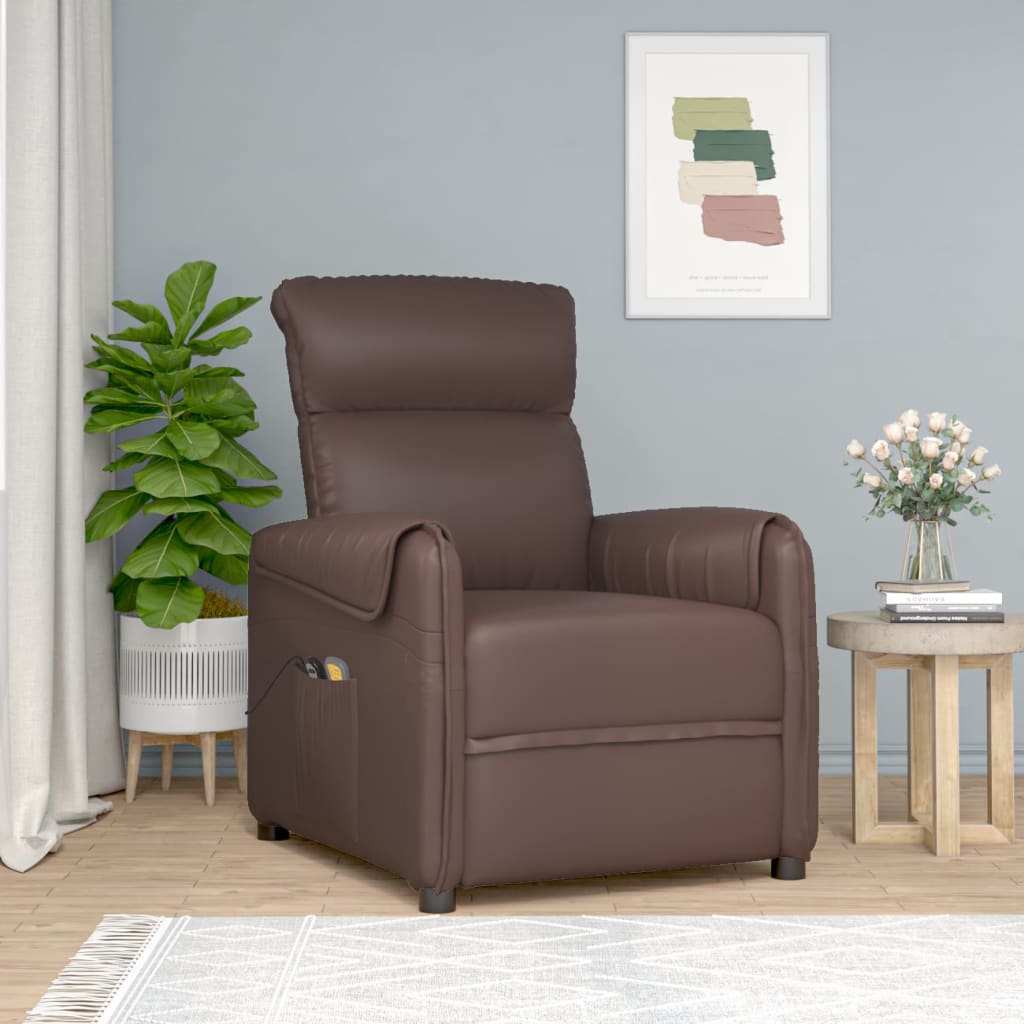 Stand up Massage Chair Brown Faux Leather