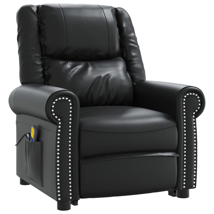 Stand up Massage Chair Shiny Black Faux Leather