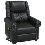 Stand up Massage Chair Shiny Black Faux Leather - Close-Up Angle