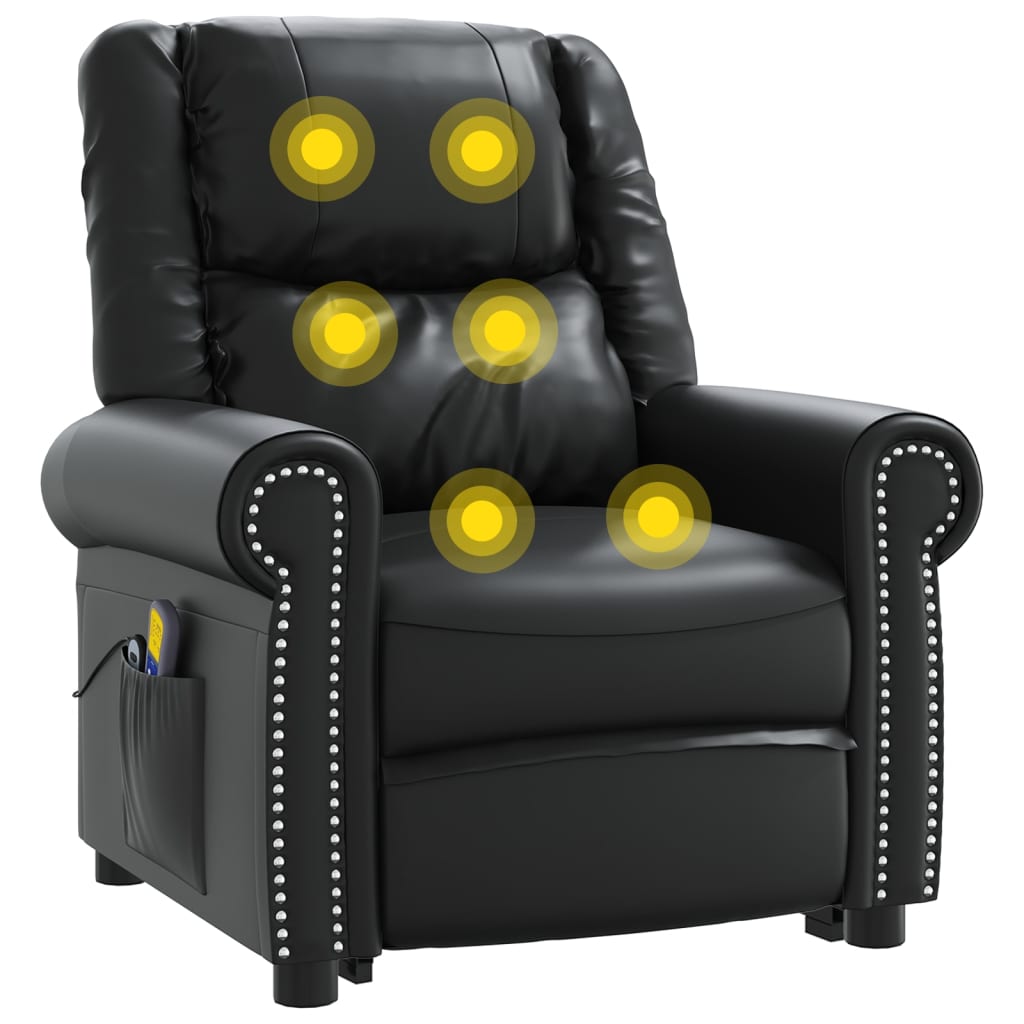 Stand up Massage Chair Shiny Black Faux Leather