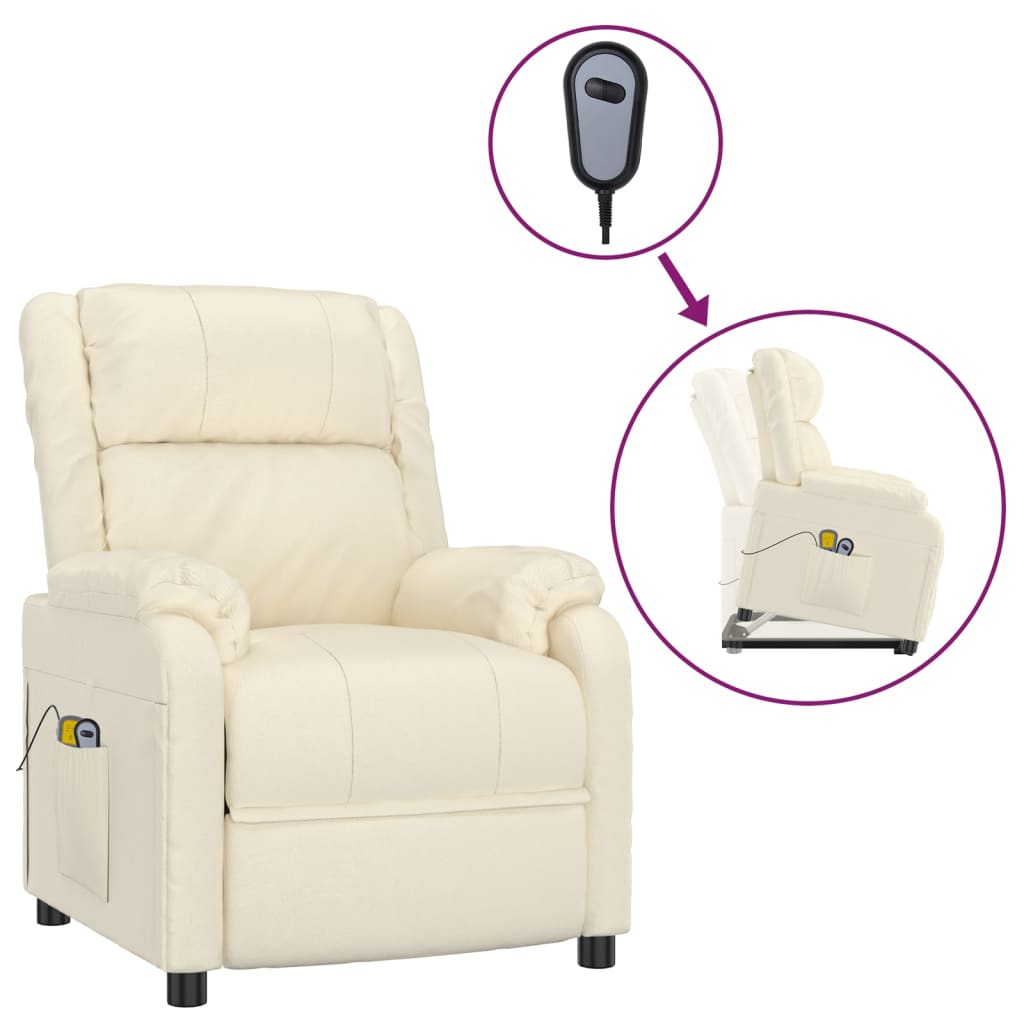 Stand up Massage Chair Cream Faux Leather
