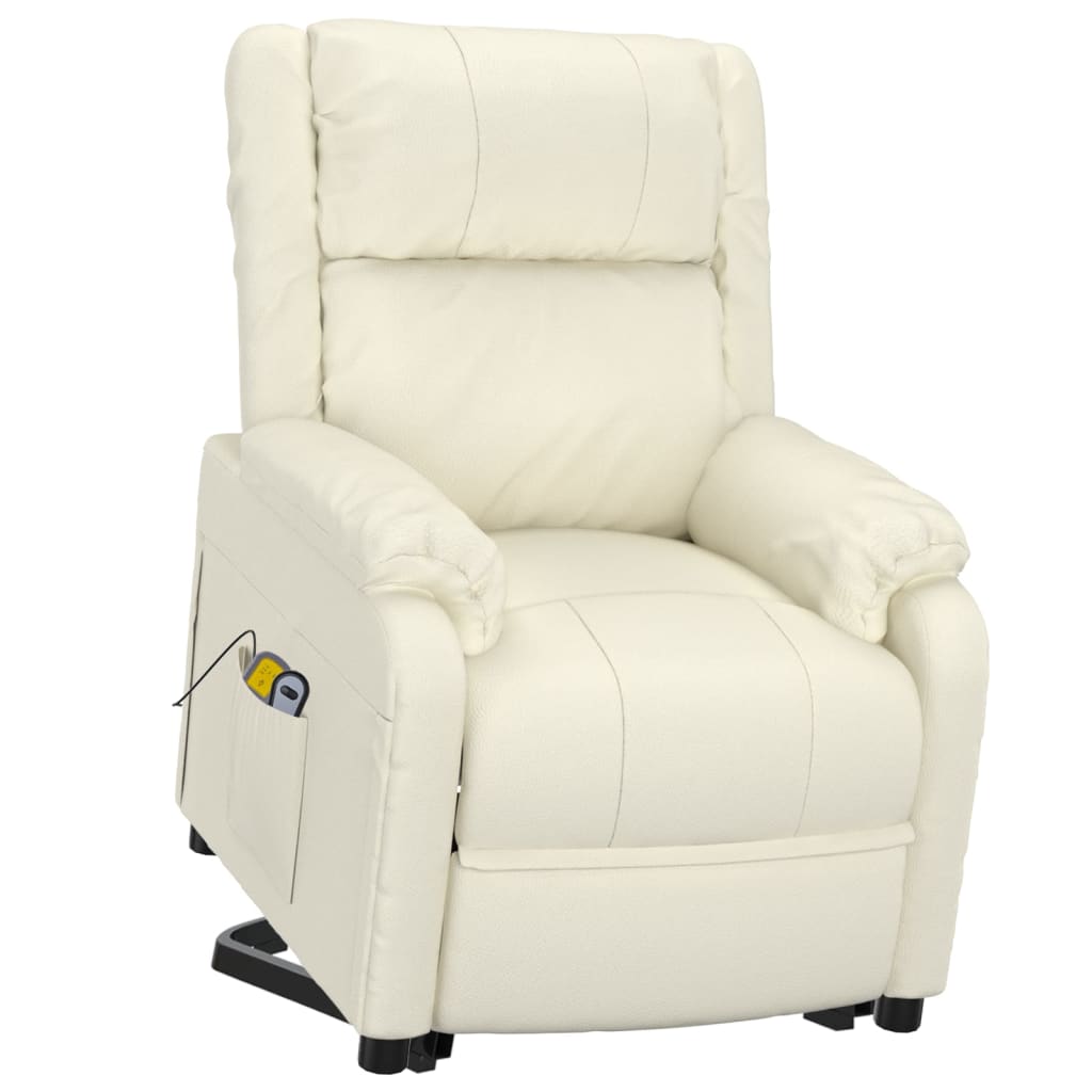 Stand up Massage Chair Cream Faux Leather