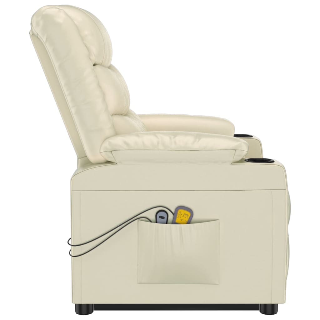 Stand up Massage Chair Cream Faux Leather