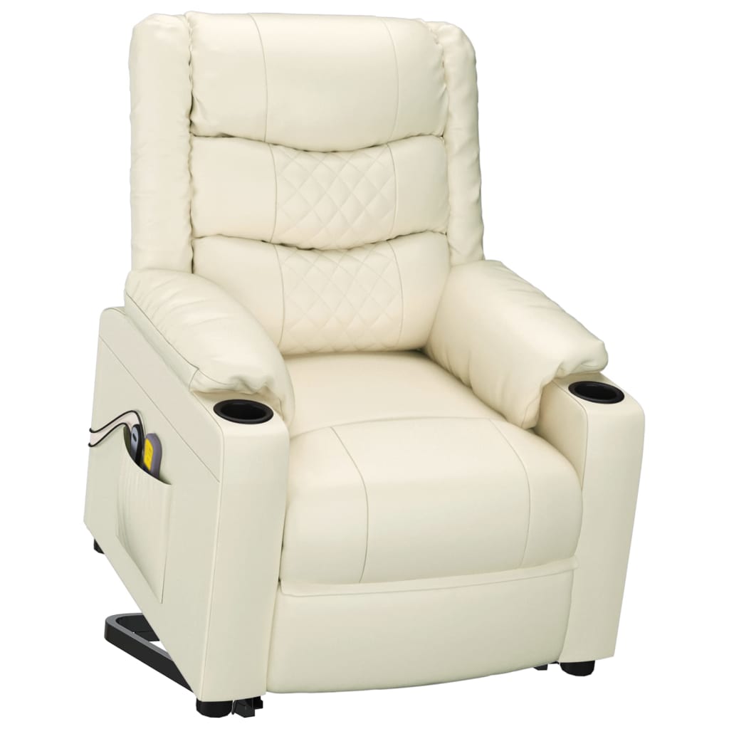 Stand up Massage Chair Cream Faux Leather