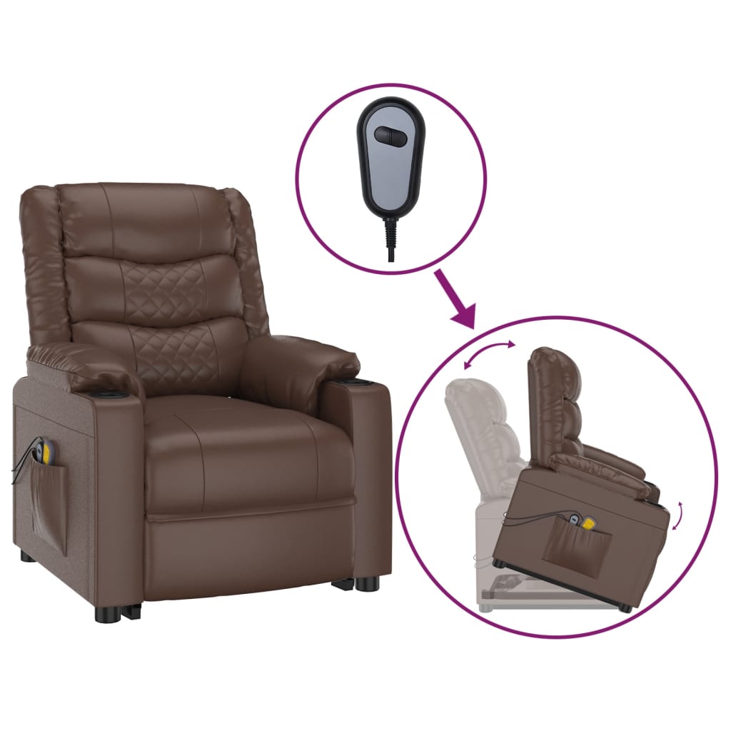 Stand up Massage Chair Brown Faux Leather