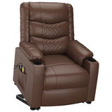 Stand up Massage Chair Brown Faux Leather - Close-Up Angle