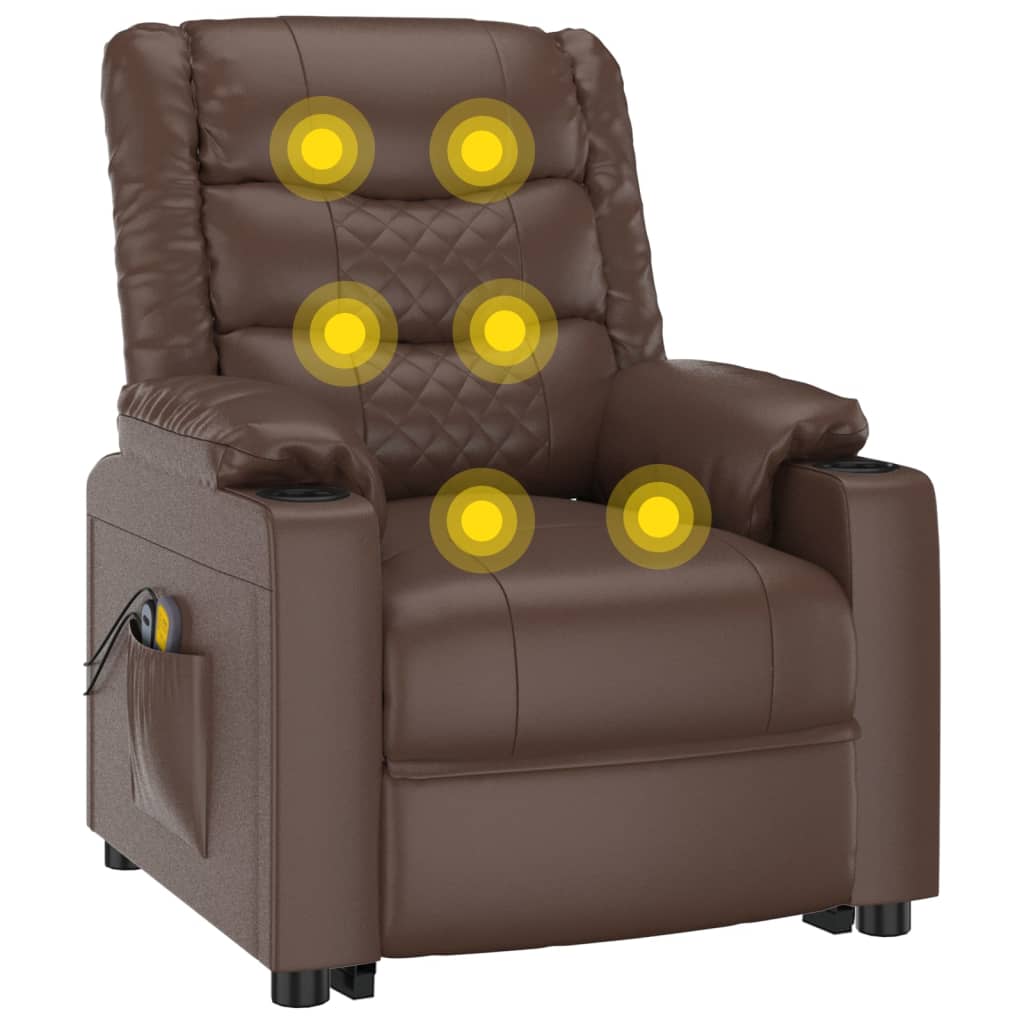 Stand up Massage Chair Brown Faux Leather