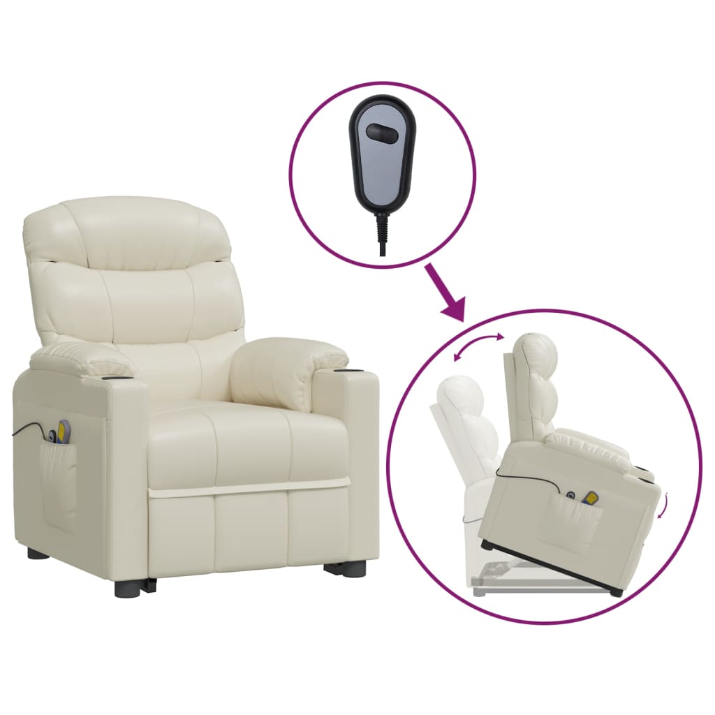 Stand up Massage Chair Cream Faux Leather
