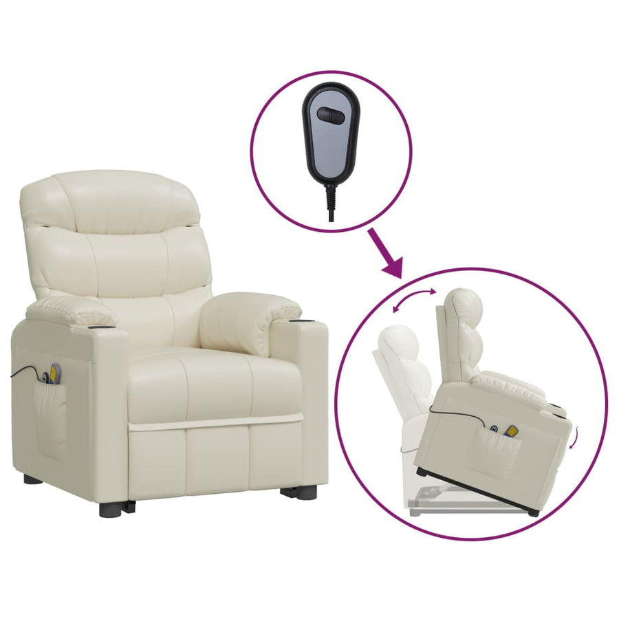 Stand up Massage Chair Cream Faux Leather