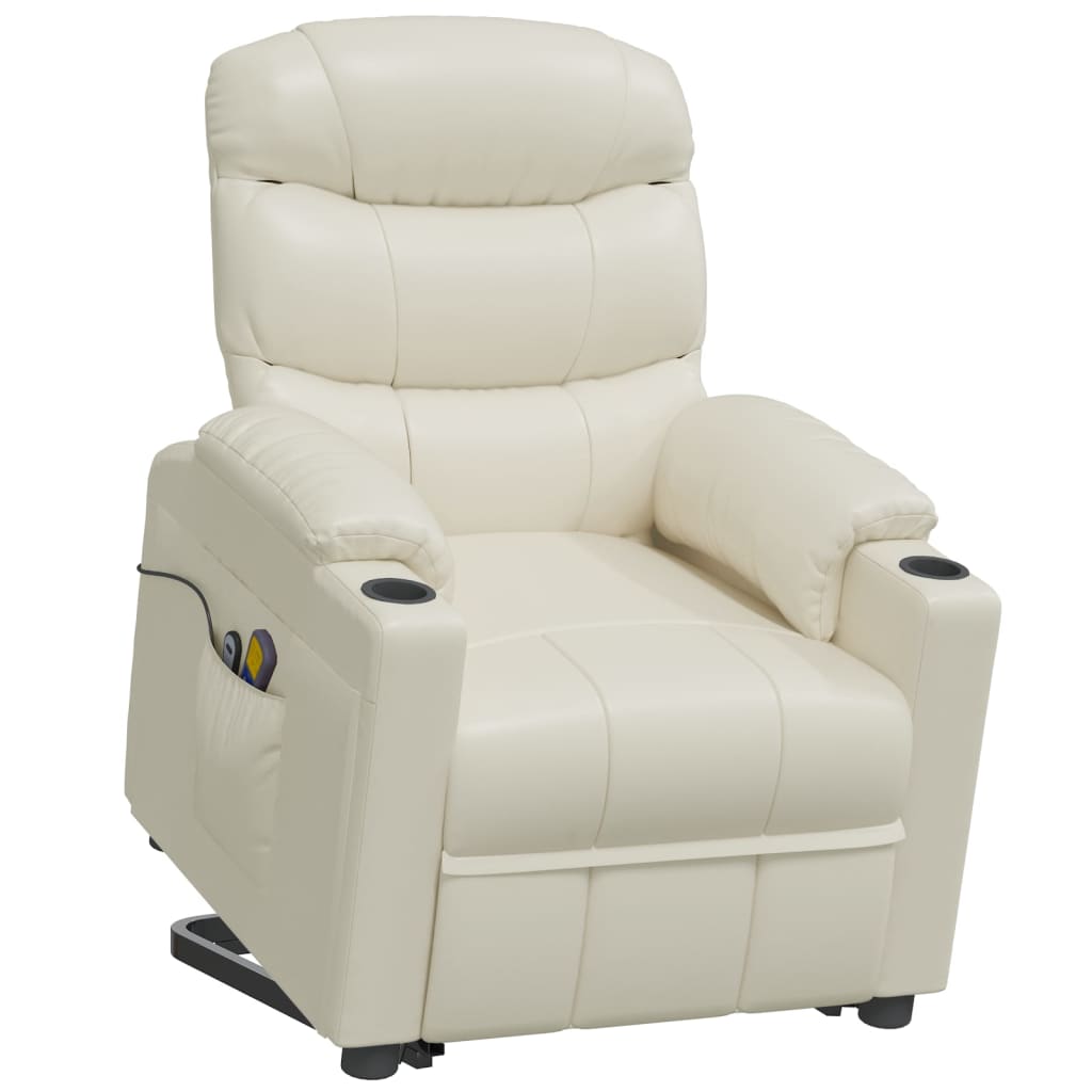 Stand up Massage Chair Cream Faux Leather