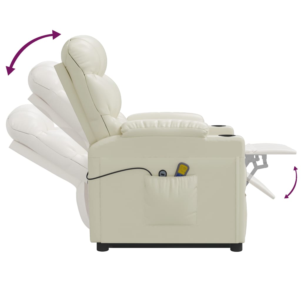 Stand up Massage Chair Cream Faux Leather