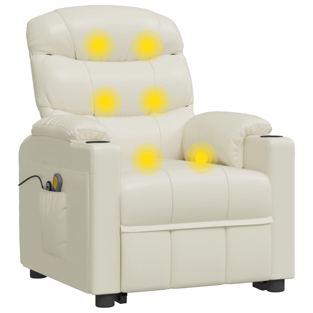 Stand up Massage Chair Cream Faux Leather