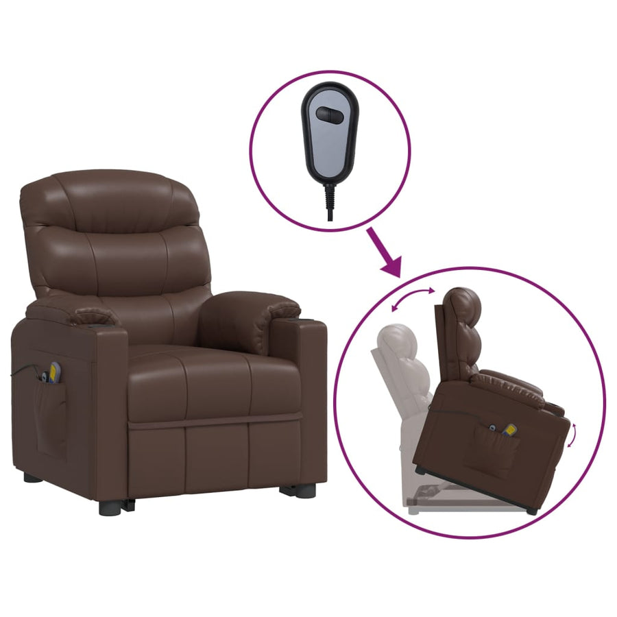 Stand up Massage Chair Brown Faux Leather