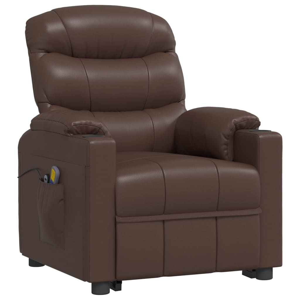 Stand up Massage Chair Brown Faux Leather