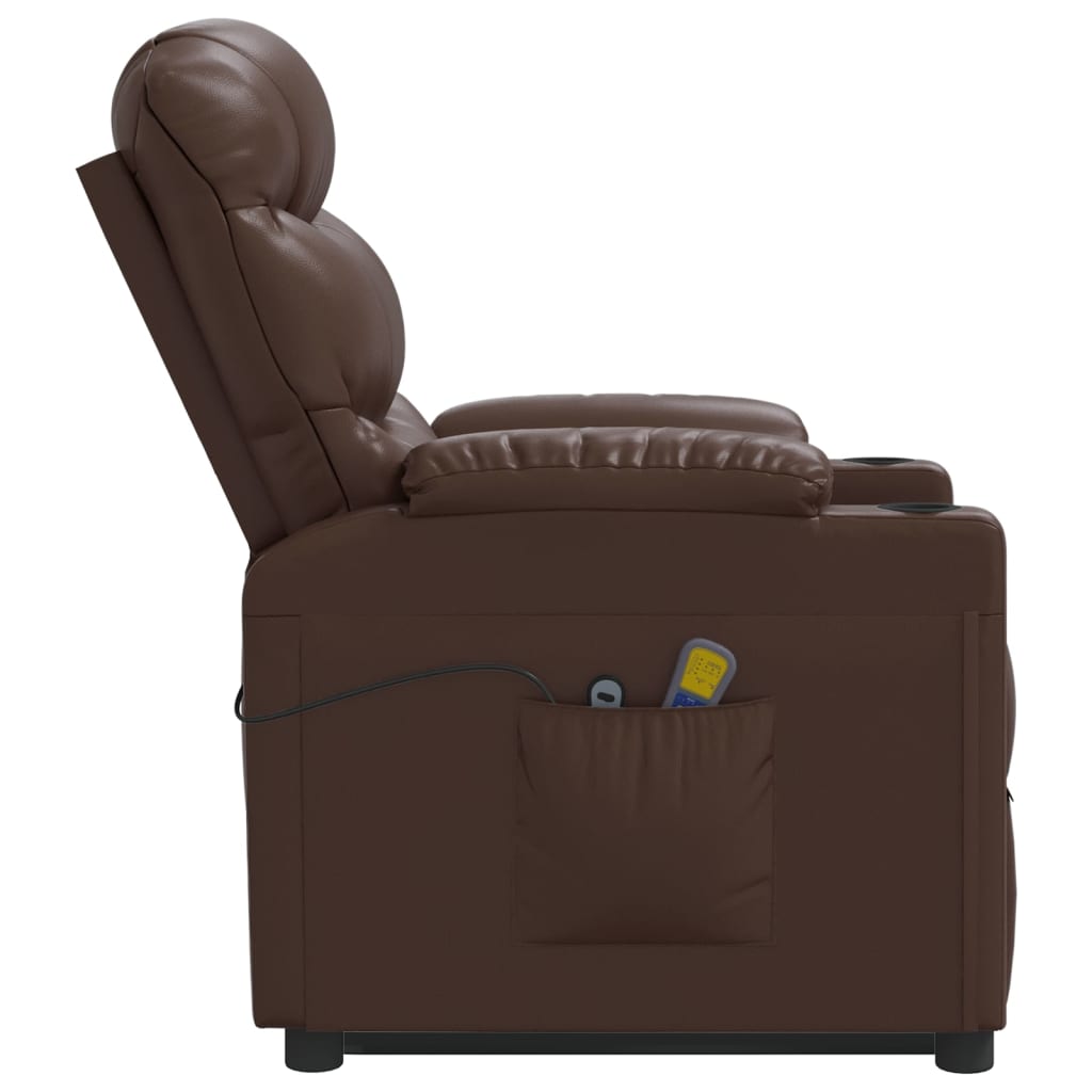 Stand up Massage Chair Brown Faux Leather