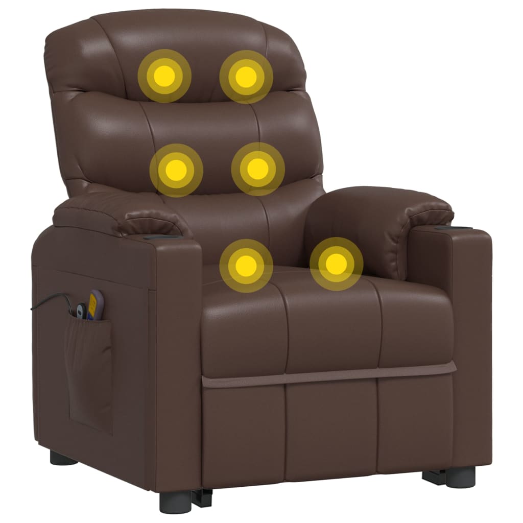 Stand up Massage Chair Brown Faux Leather
