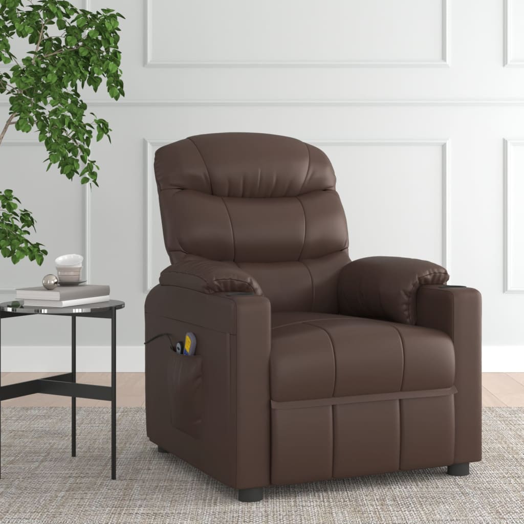 Stand up Massage Chair Brown Faux Leather