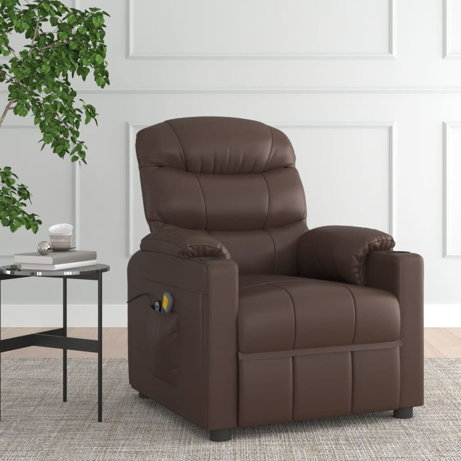 Stand up Massage Chair Brown Faux Leather