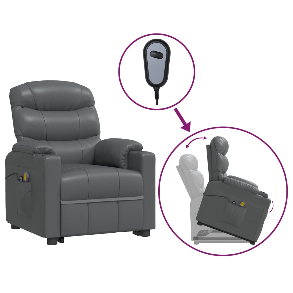 Stand up Massage Chair Grey Faux Leather