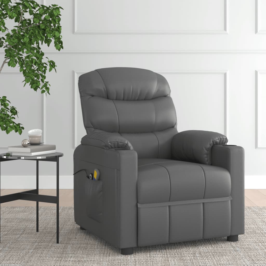 Stand up Massage Chair Grey Faux Leather