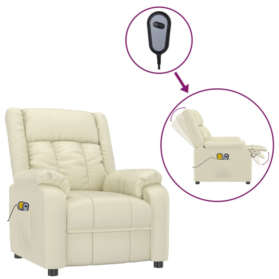 Stand up Massage Chair Cream Faux Leather