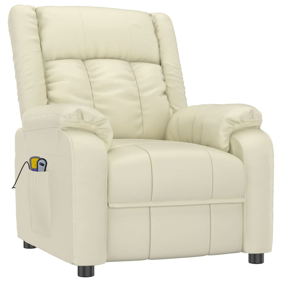 Stand up Massage Chair Cream Faux Leather