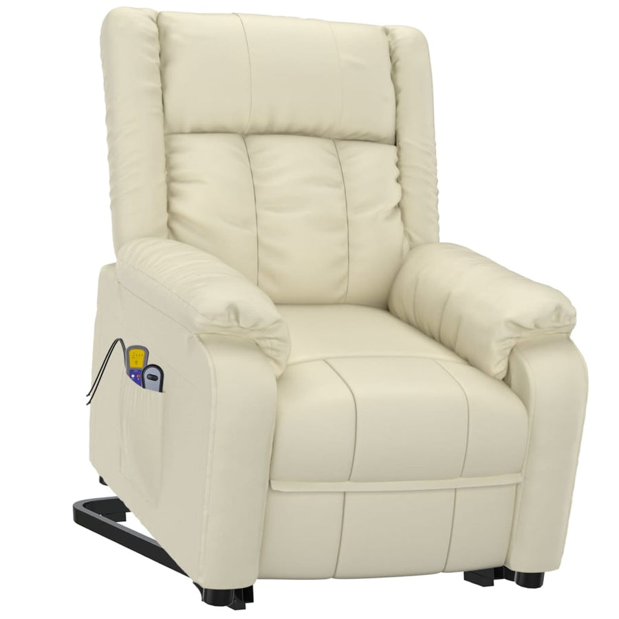 Stand up Massage Chair Cream Faux Leather