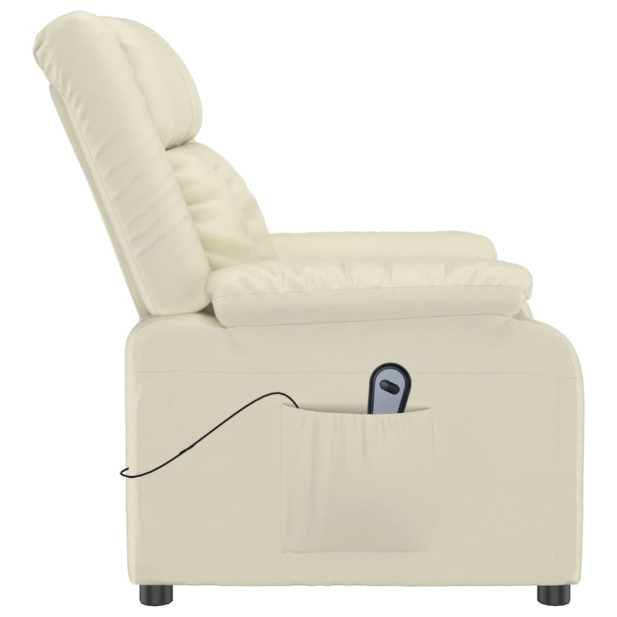 Stand up Massage Chair Cream Faux Leather