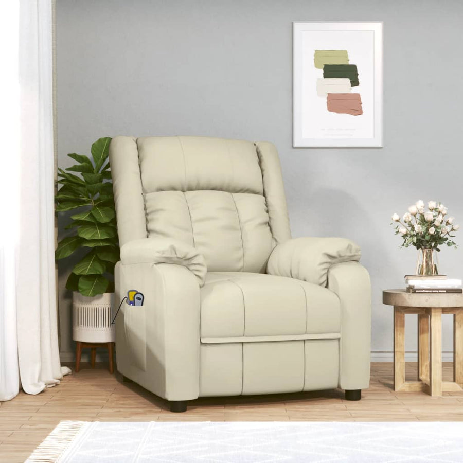 Stand up Massage Chair Cream Faux Leather