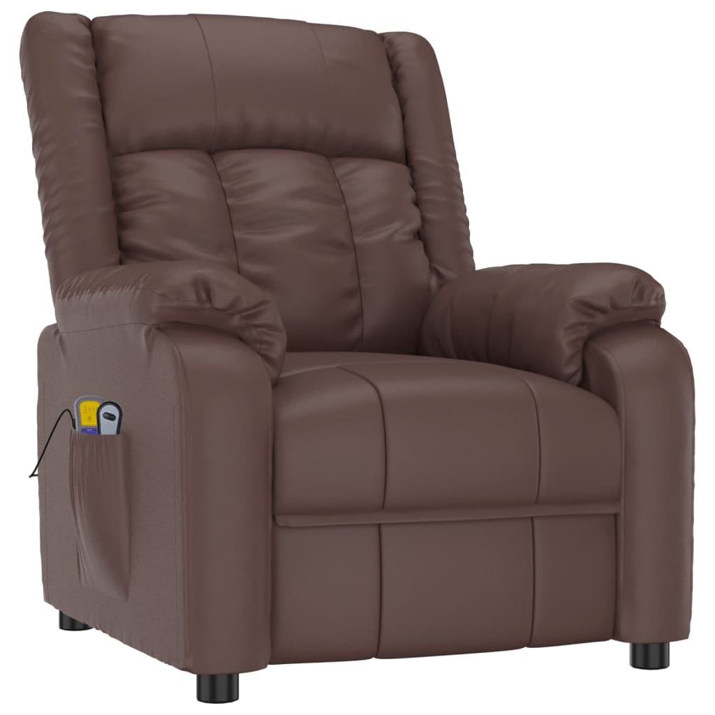 Stand up Massage Chair Brown Faux Leather