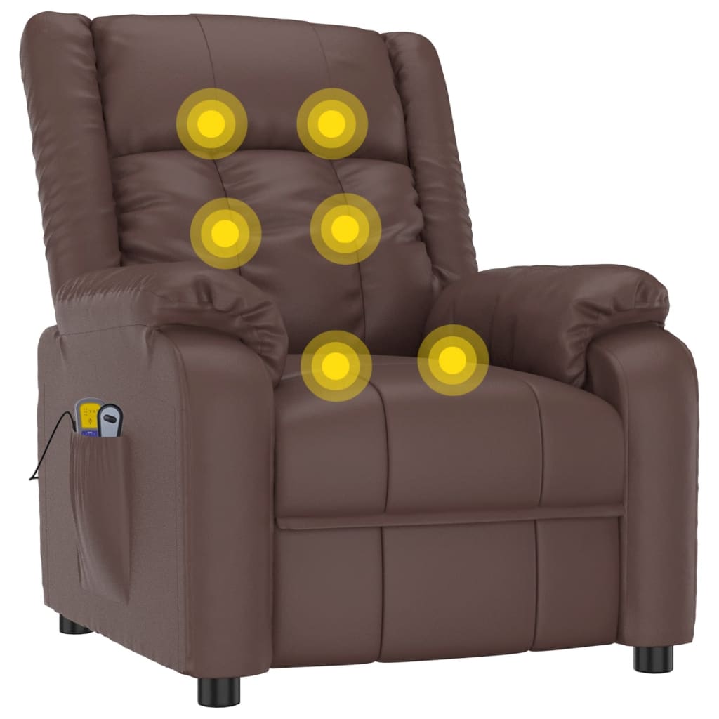 Stand up Massage Chair Brown Faux Leather