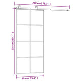 Sliding Door with Hardware Set 90x205 cm ESG Glass&Aluminium