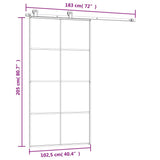 Sliding Door with Hardware Set 102.5x205 cm ESG Glass&Aluminium - Extra Image