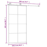 Sliding Door with Hardware Set 102.5x205 cm ESG Glass&Aluminium - Extra Image