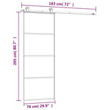 Sliding Door with Hardware Set 76x205 cm ESG Glass&Aluminium - Low Angle