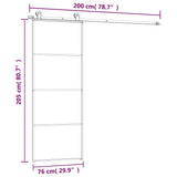 Sliding Door with Hardware Set 76x205 cm ESG Glass&Aluminium