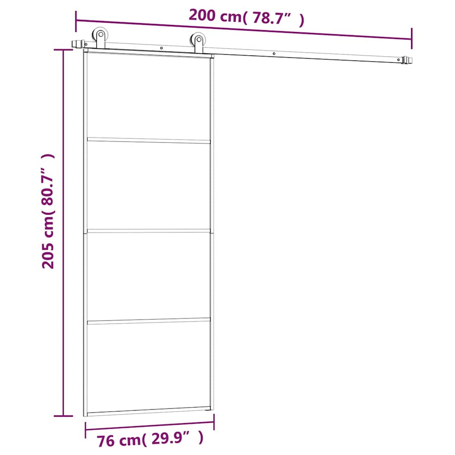 Sliding Door with Hardware Set 76x205 cm ESG Glass&Aluminium