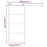 Sliding Door with Hardware Set 90x205 cm ESG Glass&Aluminium - Low Angle